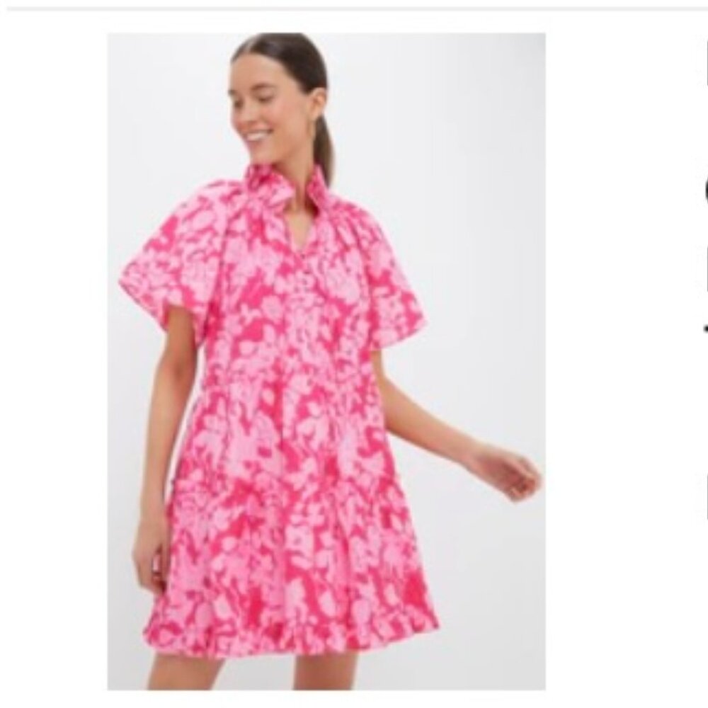Tuckernuck Pink Textured Floral Thea Mini Dress